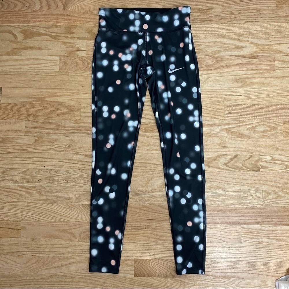 Nike Mid Rise Power Tight Black Storm Pink Small Leggings